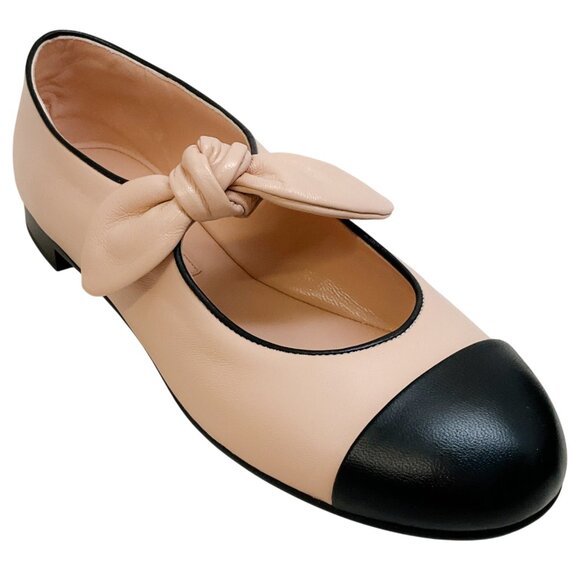 Chanel 2024 Beige / Black Cap Toe Mary Jane Flats - Picture 1 of 6